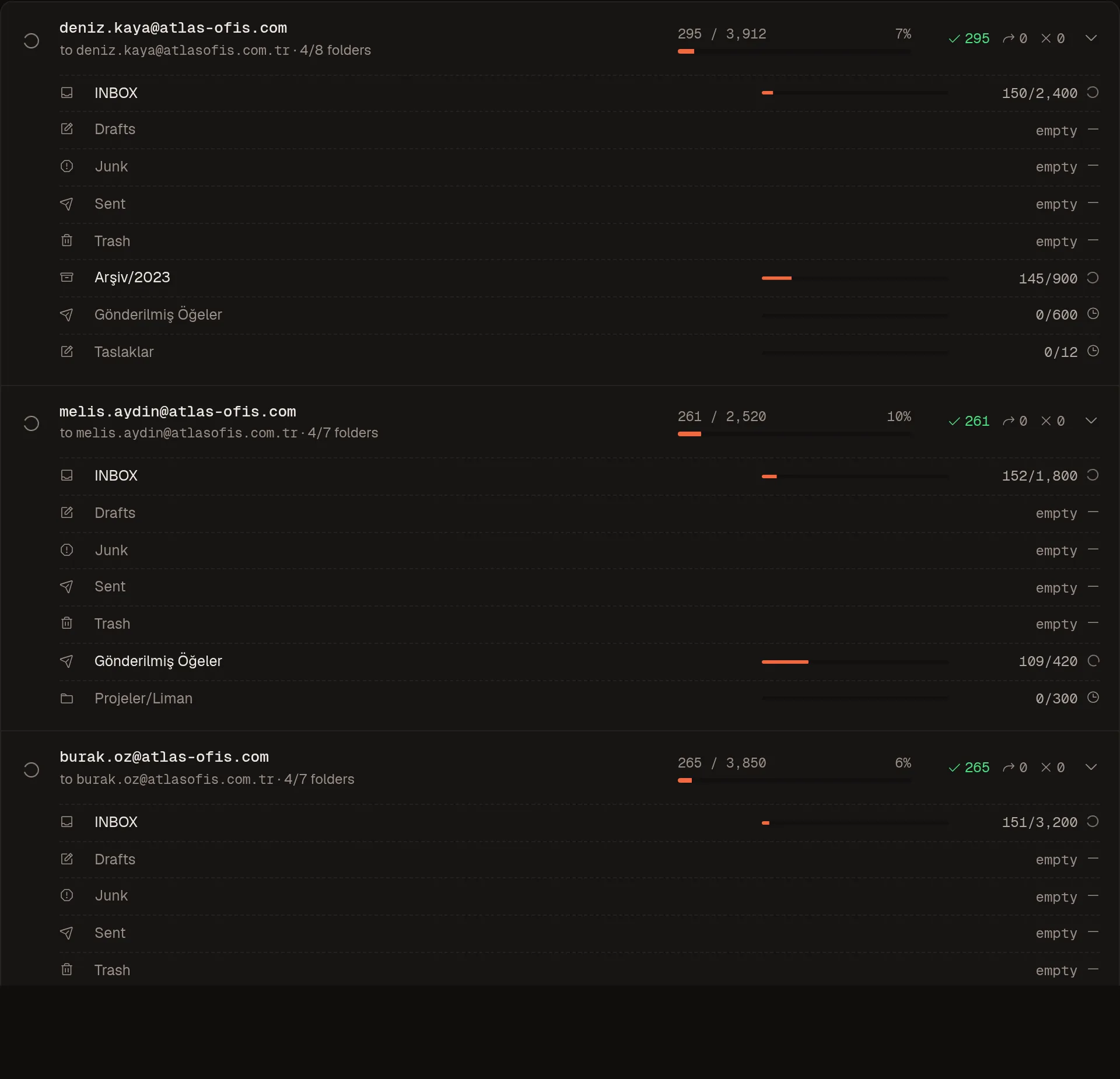 Per-account progress in dark mode